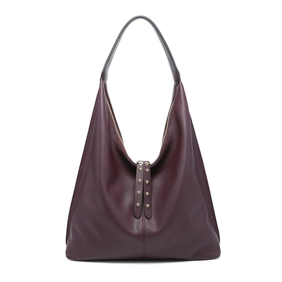 Large Brown Pebbled Vegan Leather Hobo Bag - Picture 5 of 7